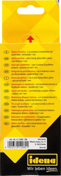 Produktbild Idena Glitter Gel Pen 6er (Mehrfarbig, 6x)
