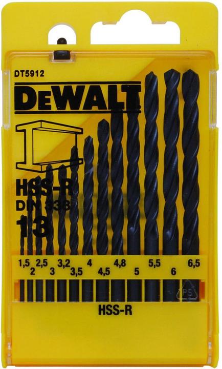 Produktbild DeWalt Metallbohrer-Satz HSS-R DIN 338 DT5912, 13-teilig (2.0, 3.0, 3.2, 3.5, 4.0, 4.5, 4.8, 5.0, 5.5, 6.0, 6.5)