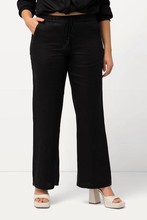 Actual product image Ulla Popken Drawstring Elastic Waist Mary Fit Linen Pants (62)