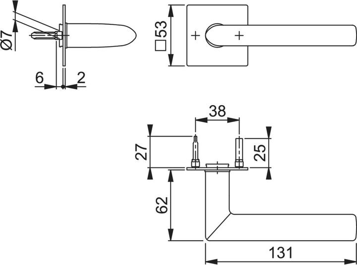 Immagine prodotto Hoppe Coppia di maniglie a leva Stockholm E1140Z/848N Acciaio inox F69 con maniglia a leva rose Mandrino (Maniglia della porta)