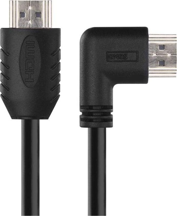 Produktbild Emos High Speed HDMI Kabel 2.0 A Stecker – A Stecker 90° 1,5m (1.50 m, HDMI)