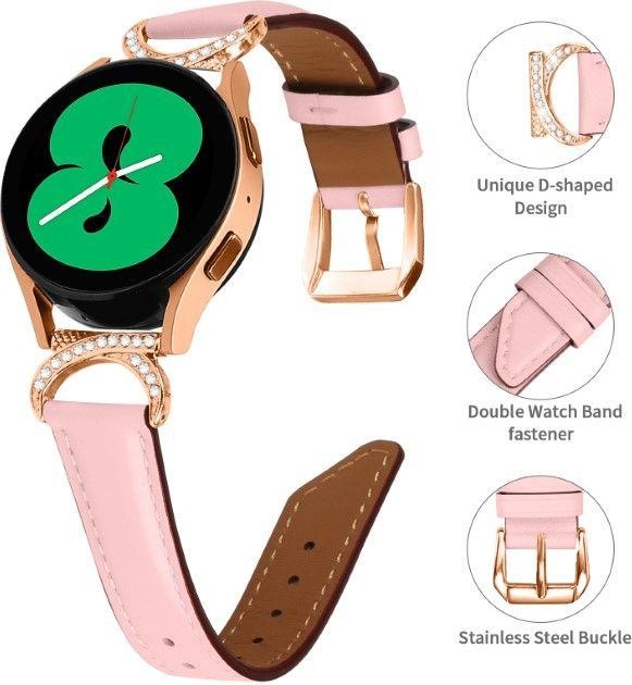 Produktbild MU Classic SH Series Twill Echtleder Ersatz Armband (20 mm, Echtleder, Gear S2 Classic, Galaxy Watch3 (41mm), Galaxy Watch6, 20mm Anstossbreite)