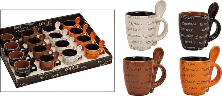 Actual product image Beanarella Espresso cup with spoon, ceramic, 7 cm, beige (50 ml)