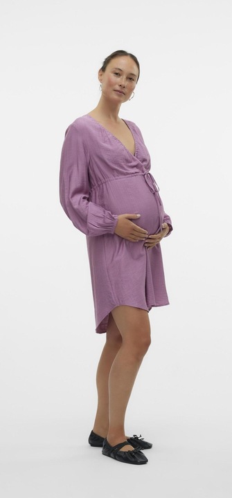 Image du produit Mamalicious Coupe normale Col en V Poignets élastiques Robe courte (XS)