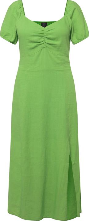 Immagine prodotto Ulla Popken Abito midi in misto lino con dettagli a punto smock, scollo a cuore e mezze maniche (58)