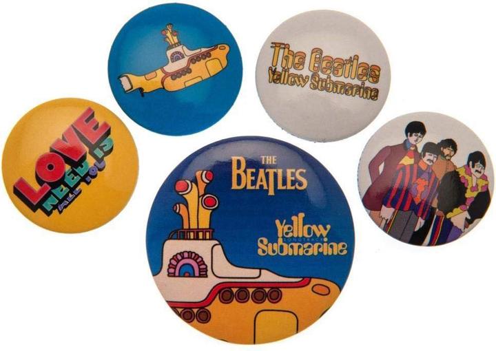 Actual product image Yellow Submarine Pin Set 5Pack Plastic