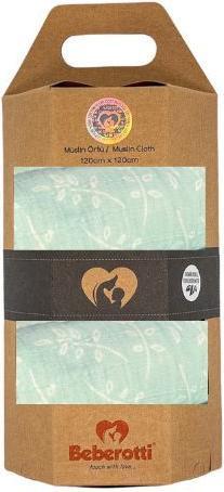 Image du produit Beberotti Couverture d'emmaillotage en mousseline biologique Mint 120120 cm (120 cm, 120 cm)