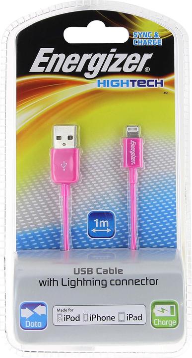 Immagine prodotto Energizer Cavo di collegamento MFI High Tech da USB a lightning rosa di 1 m (1 m, USB 2.0)