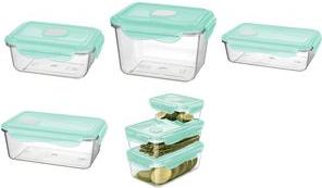 Actual product image keeeper Food storage jar "tina", with clip, Tritan, 0.45 litre jar transparent / lid aquamarine, material: (0.45 l)