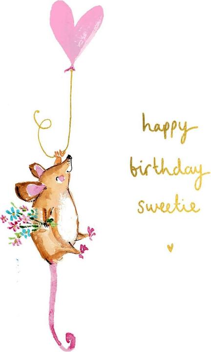 Image du produit Louise Mulgrew Glückwunschkarte Happy birthday sweetie - Maus mit Herzballon - von (1 pcs)