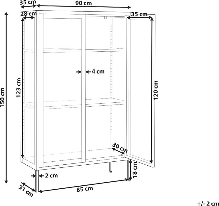 Image du produit Beliani Vitrine en verre métal blanc 150 cm NASH (90 x 150 cm)