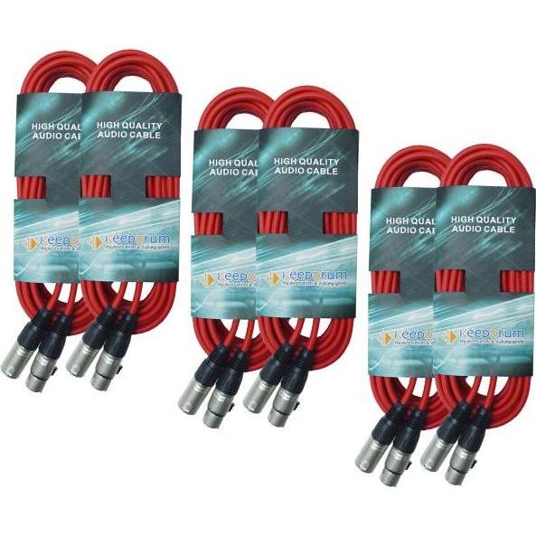 Thumbnail - keepdrum DMX-Kabel Set Rot je 2x 3m 10m 15m (15 m), Audio Kabel