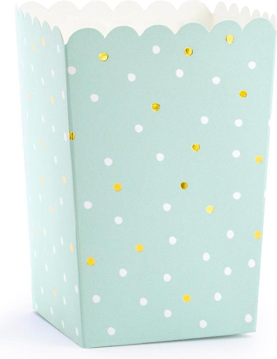 Actual product image Partydeco Popcorn box - Mint with dots (6 pieces) (6 x)