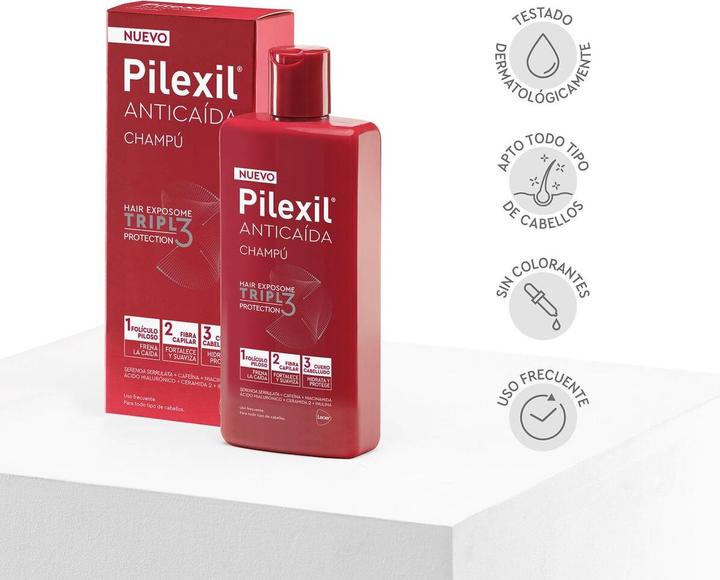 Produktbild Pilexil Shampoo gegen Haarausfall mit dreifachem Schutz 450 ml (Flüssiges Shampoo, 450 ml)