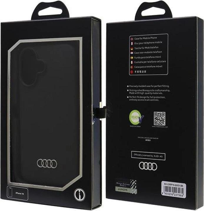 Produktbild Audi Silicone Case iPhone 16 6.1" czarny/black hardcase AU-LSRIP16-Q3/D1-BK (Apple iPhone 16)