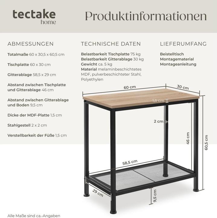 Image du produit tectake Table d’appoint Filton