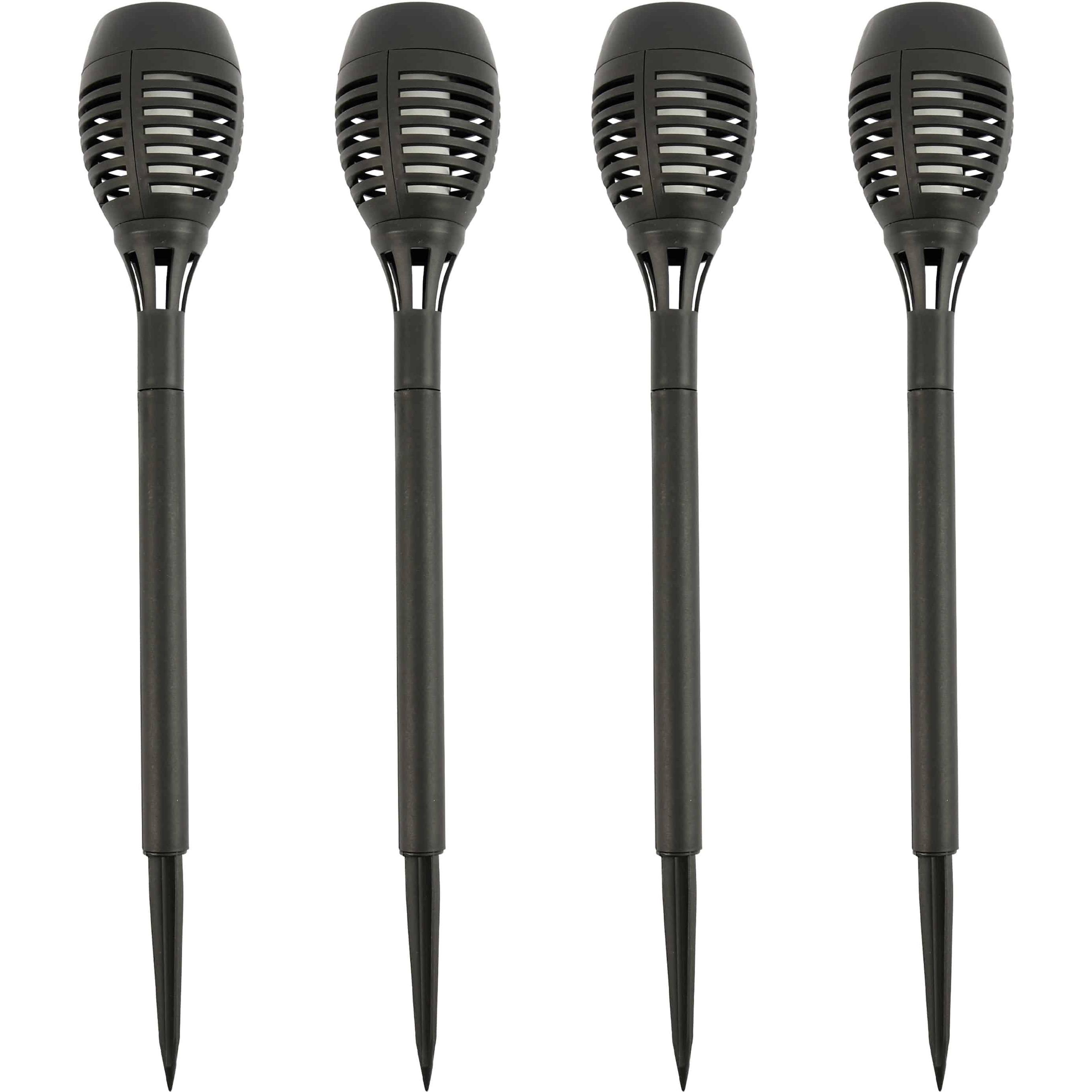 Grundig, Gartenbeleuchtung, Solar-Gartenleuchte 12 LEDs, 480 mm, mit Flammeneffekt, 4 Stück