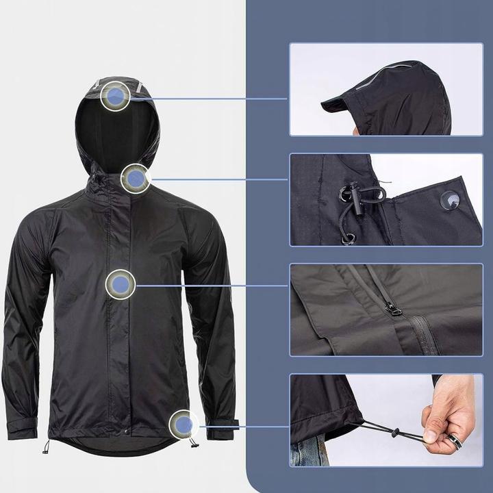 Actual product image Rockbros YPY013BK4XL Rain Jacket Breathable Windproof XXXXL - Black (4XL)
