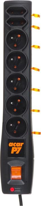 Produktbild Acar Listwa zasilająca P7 przeciwprzepięciowa 7 gniazd 5 m czarna (W0116) (7x, 5 m)