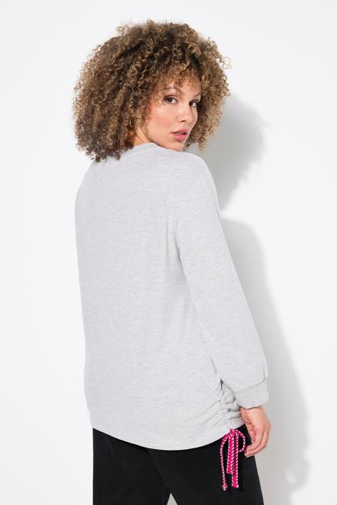 Produktbild Ulla Popken Sweatshirt, seitliche Raffbänder, Rundhals, Langarm (58)
