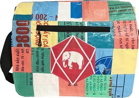Immagine prodotto Bekos Upcycling - Borsa a tracolla XL da borse riciclate Patchwork Elephant