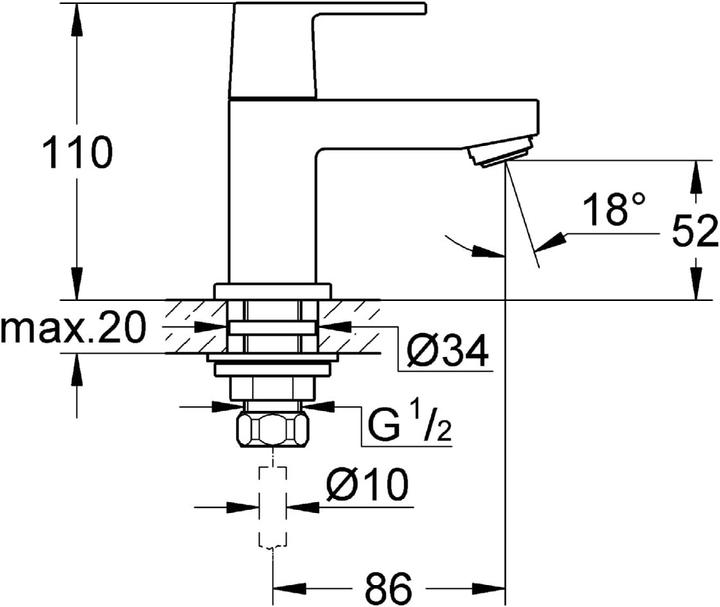 Immagine prodotto Grohe Eurocube Waschtischarmatur mit EcoJoy Funktion