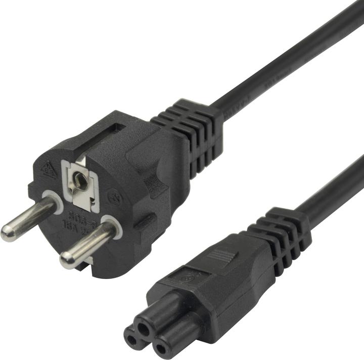 Actual product image Deltaco Power cable CEE 7/7 - C5, 3m - Black (3 m)