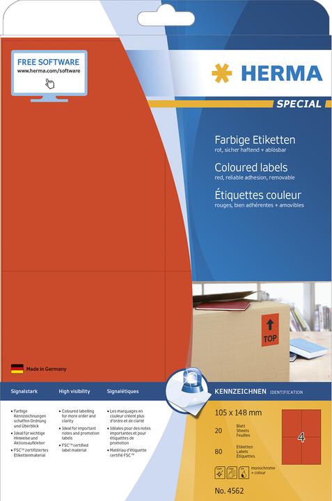 Actual product image HERMA Colour labels A4 removable