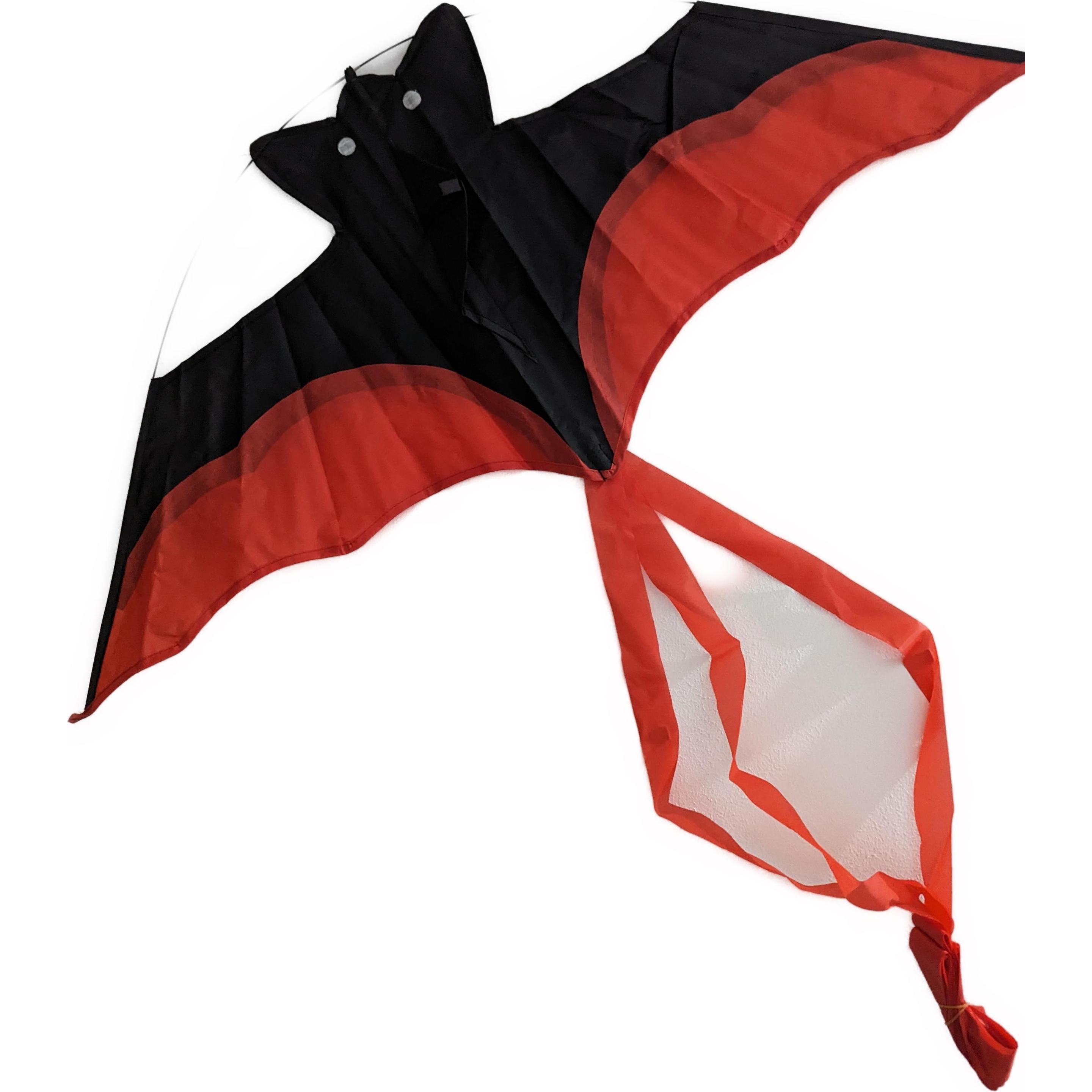 Bdt Drachen, Einleiner, Kite für Kind und Erwachsene *Vampir* inkl. 50m Leine, 90x40cm + 3m Schweiss