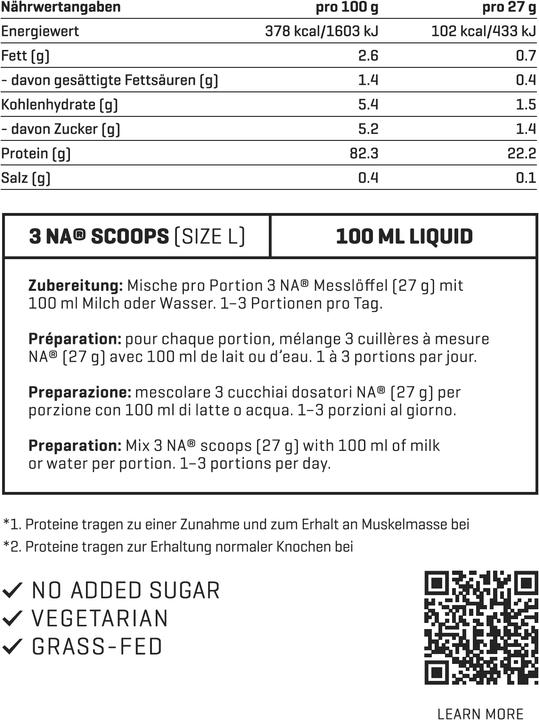 Nutritional values and ingredients Nutriathletic Whey Protein Concentrate (Strawberry, 1 x, 800 g)