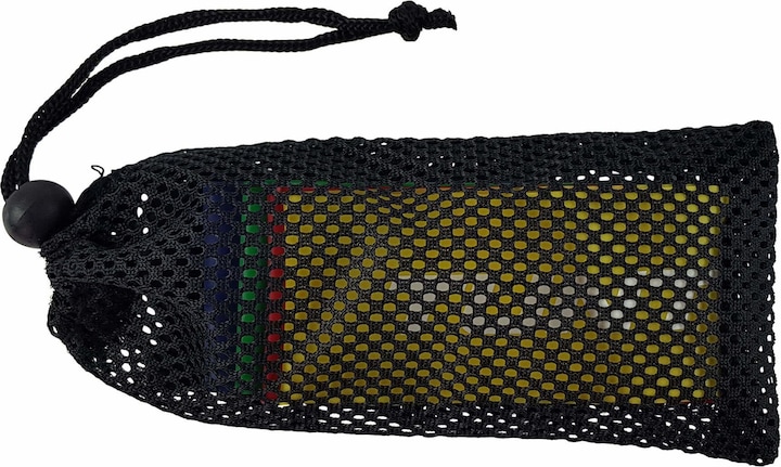 Produktbild Tunturi Mini Resistance Band Set 5 Stück - 5 Gummi Gymnastikbänder mit Netztasche (0.50 m, Extra Leicht, Leicht, Mittel, Stark, Extra Stark)