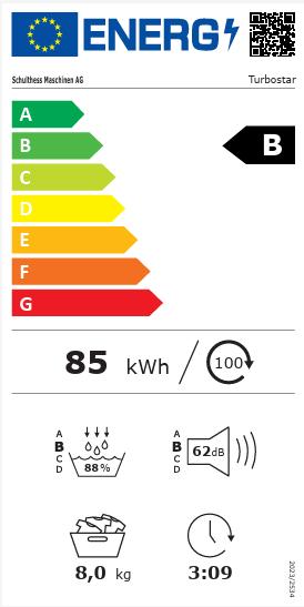 Energie-Label Schulthess Turbostar+ (8 kg, Rechts)
