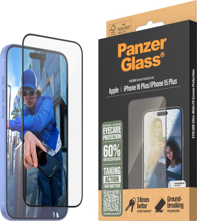 Actual product image PanzerGlass Eyecare Screen Protection (1 Piece, Apple iPhone 16 Plus, Apple iPhone 15 Plus)
