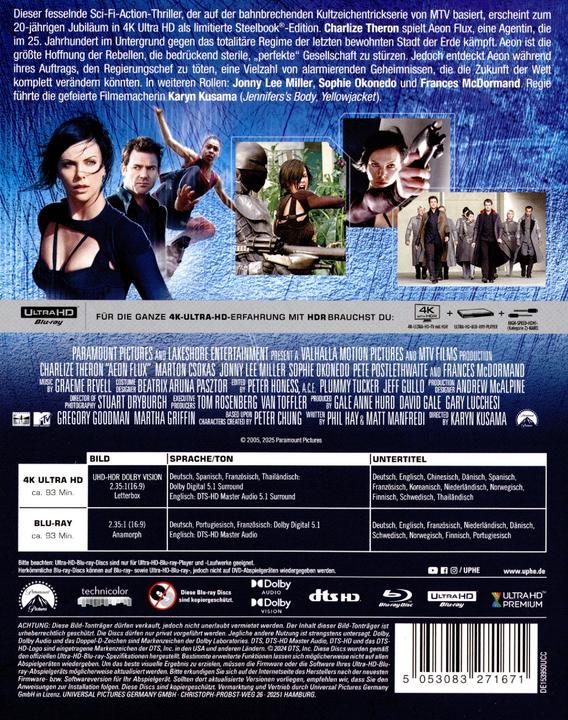 Immagine prodotto Aeon Flux - 4K Steelbook (4k Blu-ray, 2005, Inglese, Tedesco)