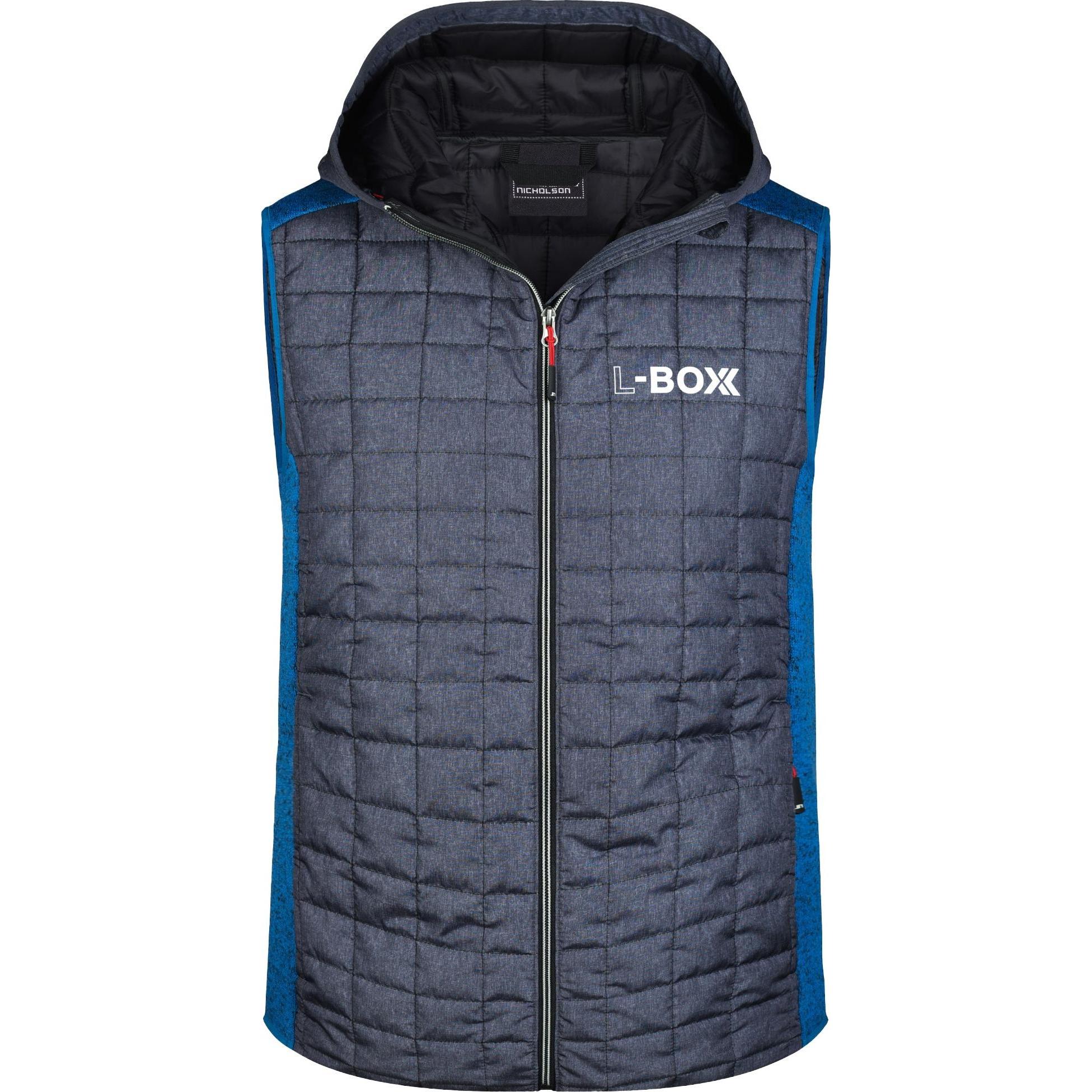 L-Boxx, Arbeitsjacke, Herren Hybrid Strickfleece Gilet Weste - royal melange / anthracite melange Grösse M (M)