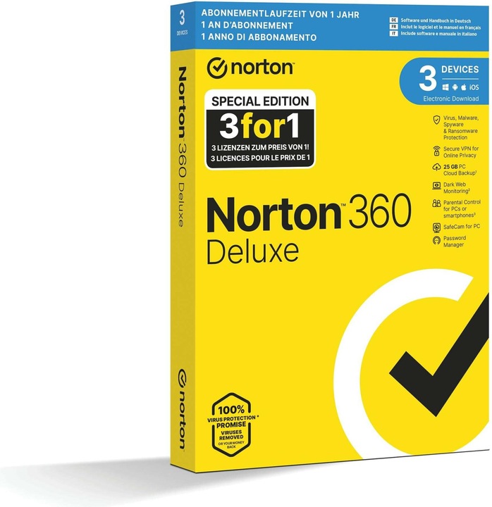 Norton 360 Deluxe - Promotion Box, 3 Device, 1 Jahr (3 User, 12 Monate)