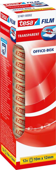 Produktbild tesa 12x tesafilm TRANSPARENT - mit starker Haftung - alterungsbeständig und reissfest (12 mm)