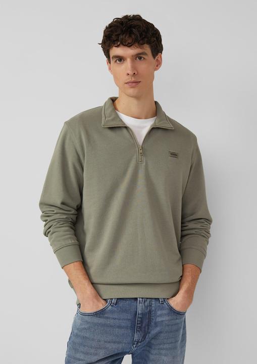 Produktbild s.Oliver Sweatshirt Sweatshirt mit Troyer-Kragen und Logo-Patch (S)