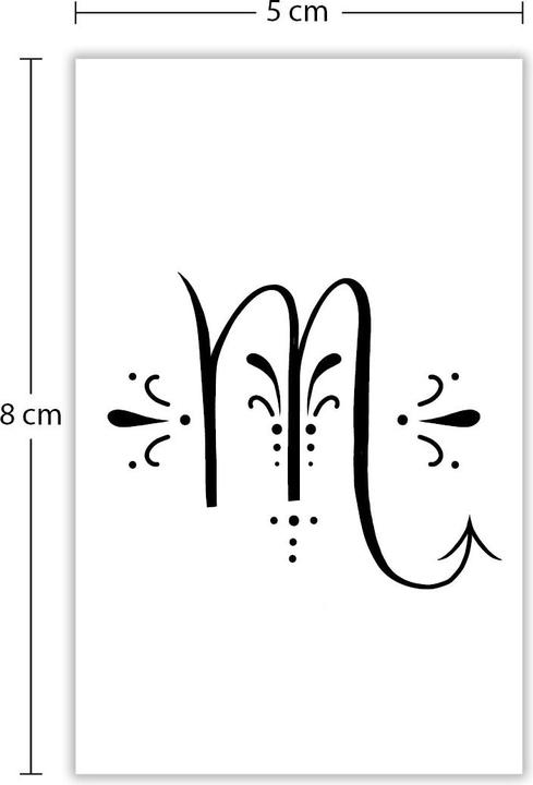 Actual product image minink Temporäres Tattoo: Sternzeichen Skorpion in kalligrafischer Schrift