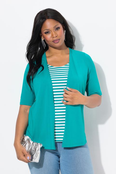 Produktbild Ulla Popken 2-in-1-Shirt, Ringel, Rundhals, Halbarm (58)