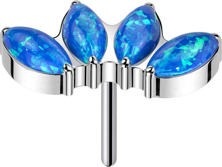 Produktbild Star Piercing Threadless silber vier Opale blau (ohne Messing, Titan)