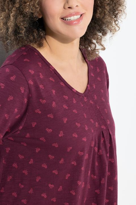 Immagine prodotto Ulla Popken Maglia dal taglio svasato con fiori, scollo a V e maniche a 3/4 (46, 48)