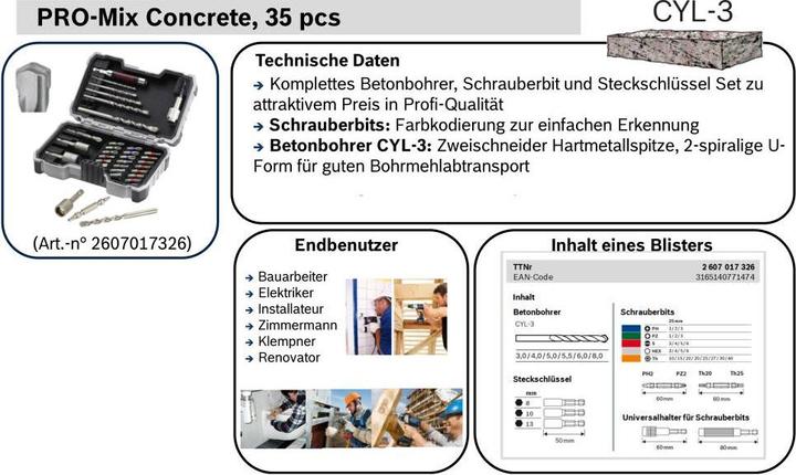 Actual product image Bosch Professional Zubehör Concrete drill and bit set (Th10, HEX4, HEX5, PZ1, SL5, SL3, PZ2, PZ3, PH3, Th27, TH15, HEX6, SL4, Th40, SL6, Th20, HEX3, PH2, Th30, Th25, PH1)