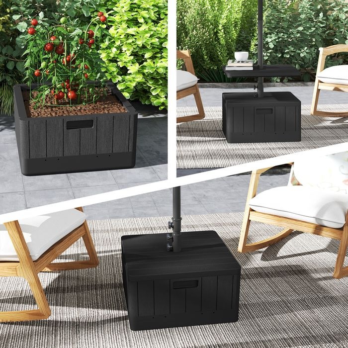 Produktbild Swisshandel24 3in1 Sonnenschirmständer 80 kg befüllbar, Bepflanzbar, Rollen, Ø38/48 mm, Schwarz