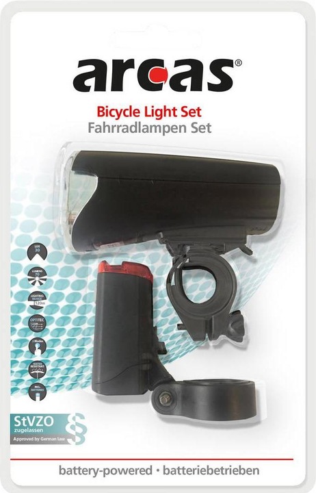 Image du produit Arcas Ensemble d'éclairage pour bicyclette Ensemble d'éclairage pour bicyclette, alimenté par batterie (70 lm, 6.50 lm)