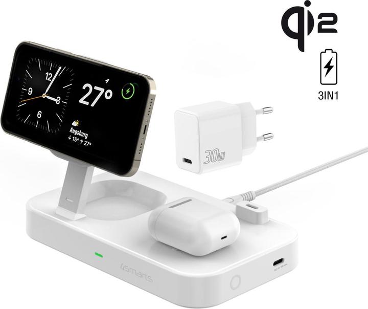 Actual product image 4smarts Qi2 charging station Trident (25 W)
