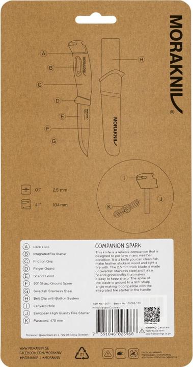 Actual product image Morakniv Survival Knife Companion Spark (S) Red (10.40 cm)