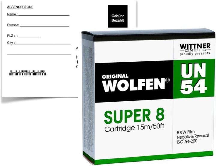 Orwo B W negative film SUPER 8 ISO 64200 with development scan