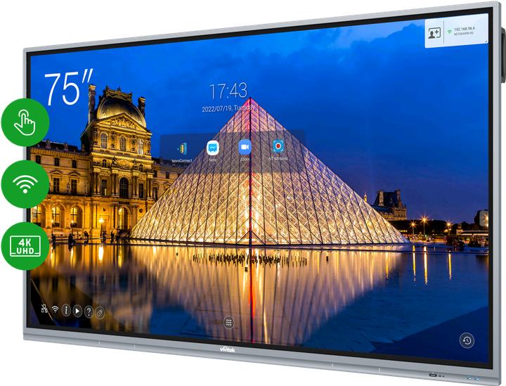 Produktbild vivitek DS NovoTouch BK750i silber 75"/3xHDMI/VGA/DP/USB (75")