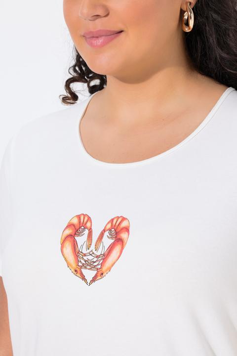 Image du produit Ulla Popken T-shirt, motif crevettes, coupe classique, col rond, manches courtes (46, 48)